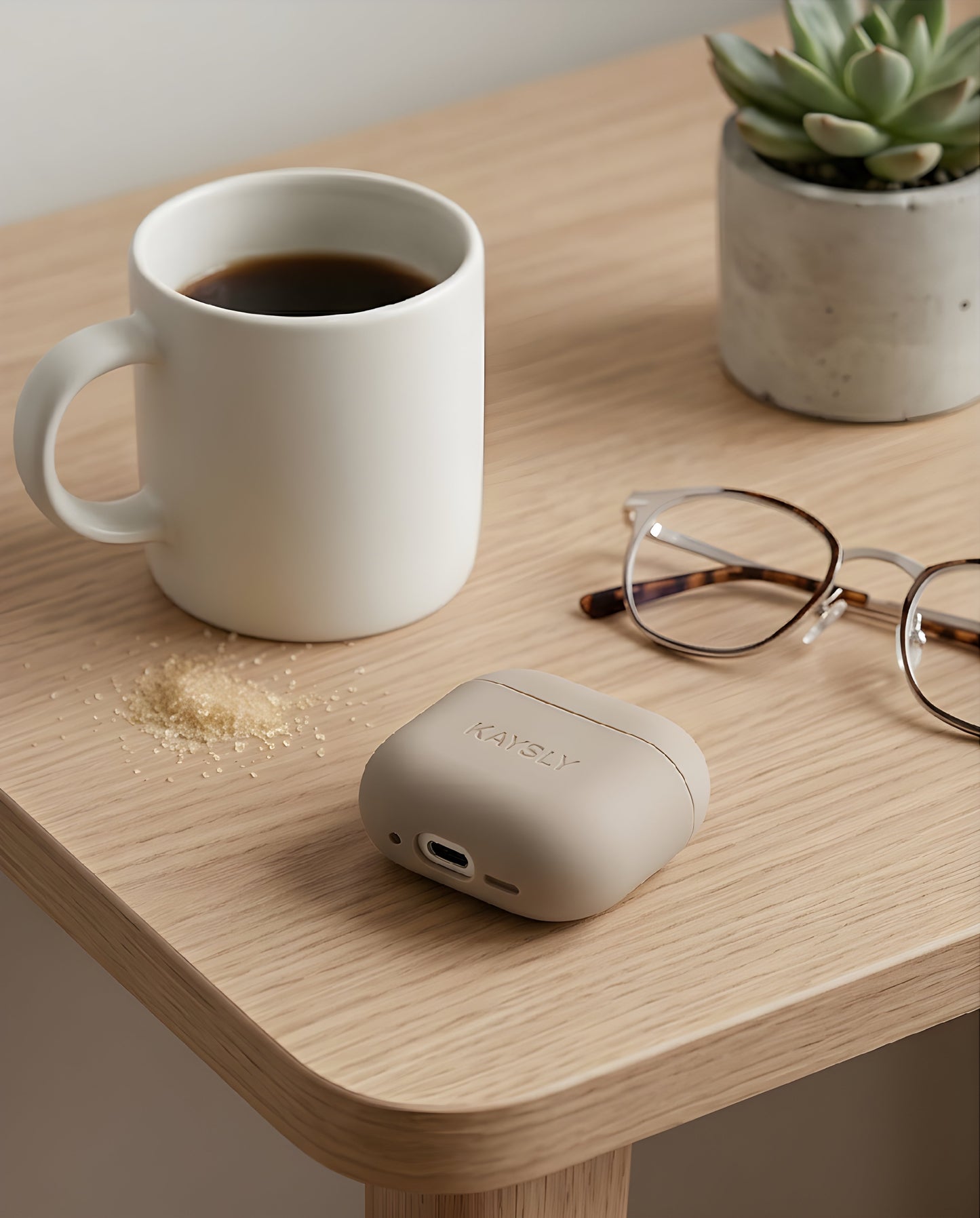 KAYSLY AirPod 4 Silikonskal Beige Trådlös Laddning - Lifestyle
