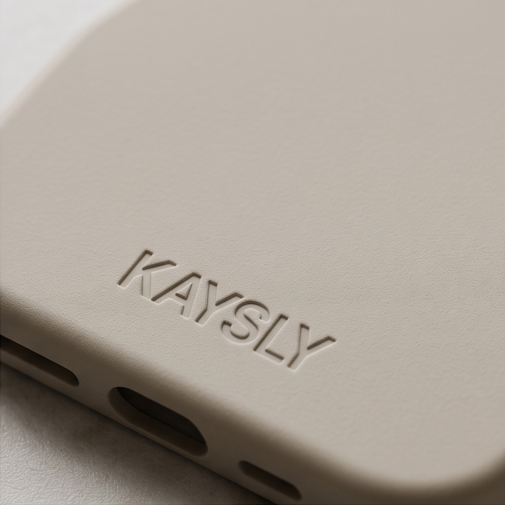 KAYSLY silikonskal för iPhone 17 i beige – Närbild