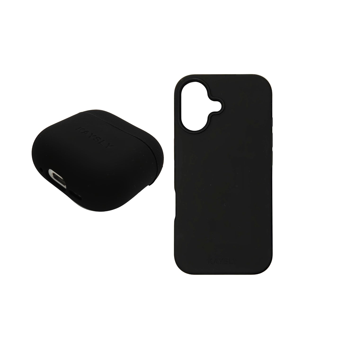 KAYSLY Complete Set – iPhone 17 + AirPods 4 Silikonskal | Svart